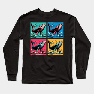 Vibrant Ocean Spectacle: Pop Art Whale Extravaganza Long Sleeve T-Shirt